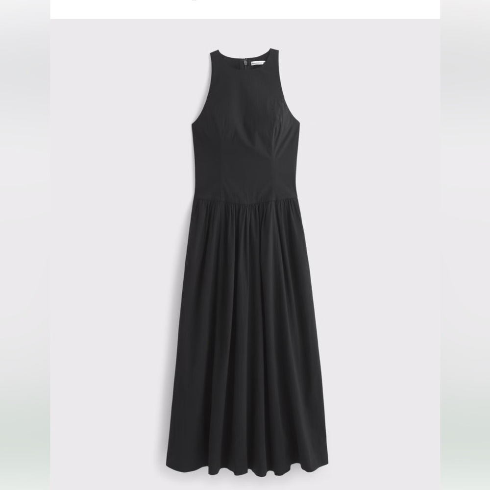 Abercrombie & Fitch Black Dropwaist Midi Dress